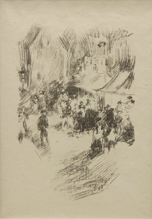Print, Whistler: James Abbott McNeill Whistler (American, 1834-1903), ''The Fair,'' 1895, lithograph on antique cream laid paper, second state of two, sight: 11.5"h x 8"w, overall (with frame): 23.25''h x 19.75''w