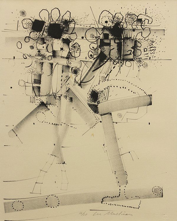 Print, Lee Mullican, Abstract Composition: Lee Mullican (American, 1919-1998), Abstract Composition, lithograph, edition 15/20, pencil signed lower right, sight: 17.5"h x 13.5"w, overall (with frame): 21.25"h x 17.25"w