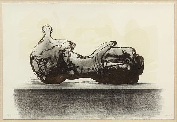Print, Henry Moore, Reclining Figure: Henry Moore (British, 1898-1986), Reclining Figure, lithograph, pencil signed lower right, edition 23/150, sheet: 28.5"h x 30.5"w, overall (with frame): 28.5"h x 37.5"w