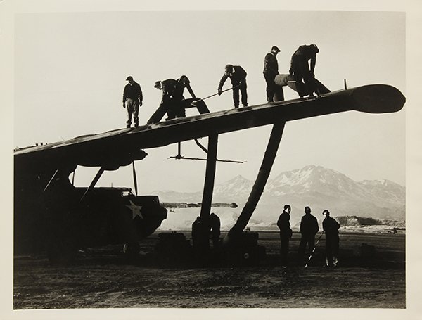 Photograph by Horace Bristol: Horace Bristol (American, 1909-1997), Airmen, circa 1944, gelatin silver print, signed verso, title label affixed verso, print (unframed): 14"h x 11"w