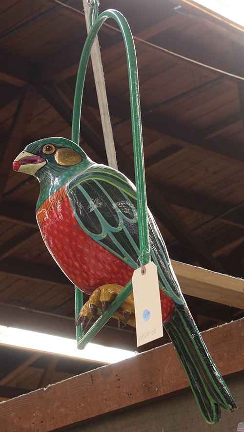 Sculpture, Sergio Bustamante: Sergio Bustamante (Mexican, b. 1942), Parakeet, polychrome papier mache, 29"h