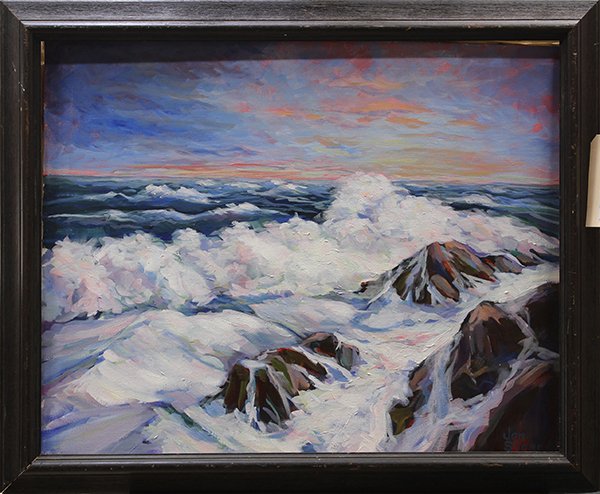 Painting, Jon Dorcy Sligar: Jon Dorcy Sligar (Californian, b. 1935), Crashing Wave, Carmel, oil on canvas, signed lower right, canvas; 24"h x 30"w, overall: 29"h x 34.5"w