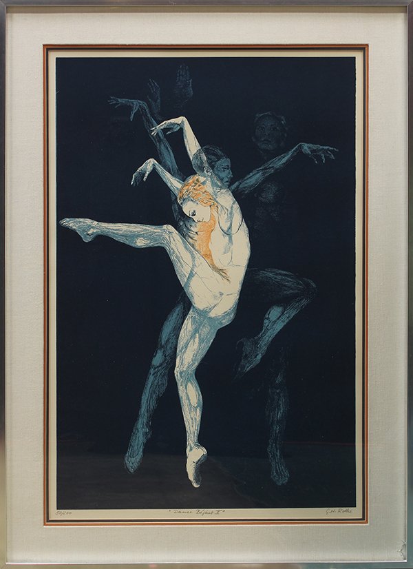Print, G.H. Rothe: G. H. Rothe (American, 1935 - 2007), ''Dance Bejart II,'' color lithograph, signed in pencil ''G. H. Rothe'' lower right, edition 50/200, overall (with frame): 44''h x 32''w