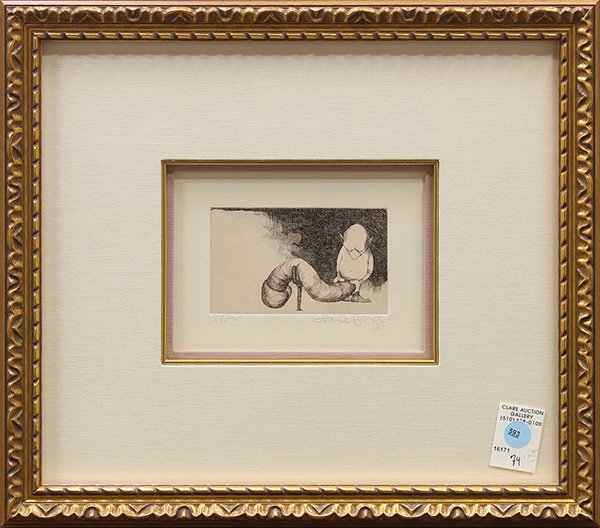 Print, Charles Bragg: Charles Bragg (American, b. 1931), A Long Member, hand-colored etching, pencil signed lower right, edition 88/100, overall (with frame): 14.5"h x 16.5"w