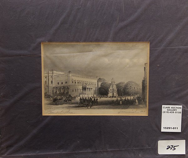 19th c. etchings: (lot of 2) James Charles Armytage (British, 1820-1897) and European School (19th century), Blessing Apples and Guests (circa 1850) and ''Market Place'' (1847), etchings, overalls (unframed): 16.5''h x