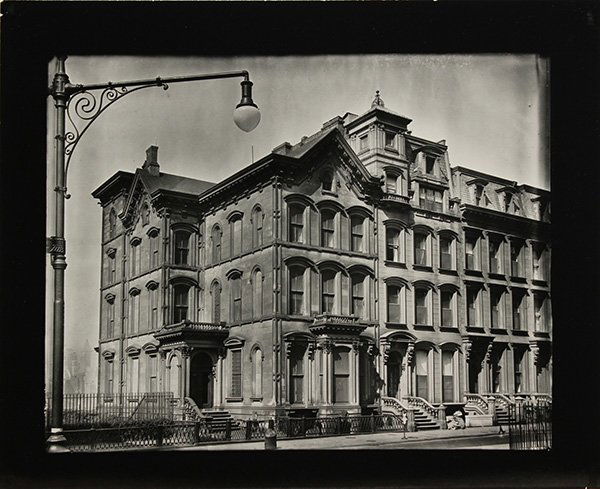 Photograph, Walker Evans, 222 Columbia Heights,: Walker Evans (American, 1903-1975), "222 Columbia Heights, Brooklyn" gelatin silver print, artist stamp verso, later reprint, sheet (unframed): 8"h x 10"w, overall (with mat): 14"h x 18"w. Provenance: