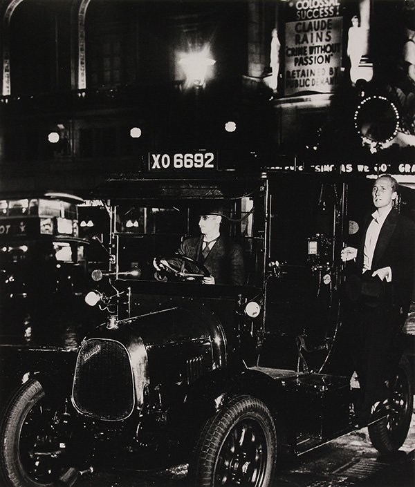 Photograph, Bill Brandt, London Cabs (1936): Bill Brandt (British, 1904-1983), "London Cabs (1936)," gelatin silver print, signed lower right, later print, sheet (unframed): 13.5"h x 11.5"w, overall (with mat): 22"h x 18"w. Provenance: The David