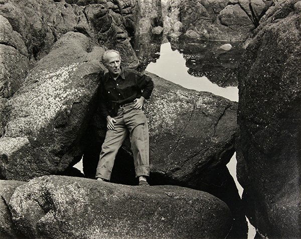 Cole Weston, Portrait of Edward Weston, 1948, ..: Cole Weston (American, 1919-2003), "Portrait of Edward Weston," 1948, gelatin silver print, signed and dated in pencil lower right, sheet (unframed): 7.6"h x 9.5"w, overall (with mat): 16"h x 20"w. Pr