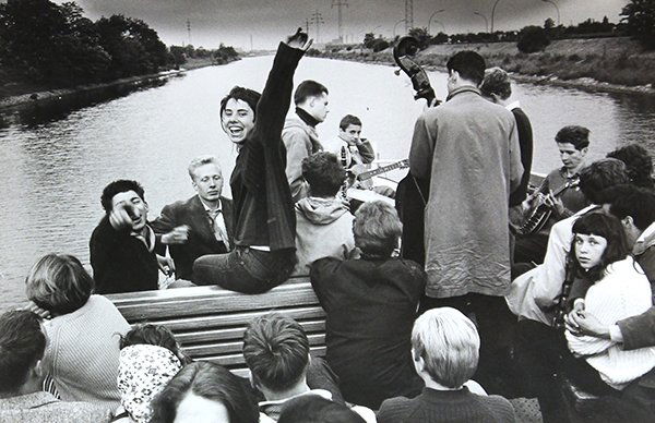 Photograph by Will McBride: Will McBride (American, b. 1931), "Berlin, Rumboat," 1959, gelatin silver print, unsigned, image (unframed): 7.875"h x 11.75"w. Provenance: Deaccessioned from The Museum of Fine Arts, Houston