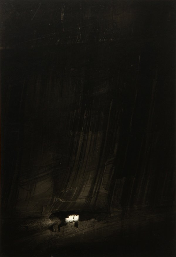 Photograph by Max Yavno: Max Yavno (American, 1911-1985), "White House, Canyon de Chelly," gelatin silver print, signed in pencil lower right (on mat), sheet (mounted, unframed): 19.25"h x 13.25"w, overall (with mat): 28"h x