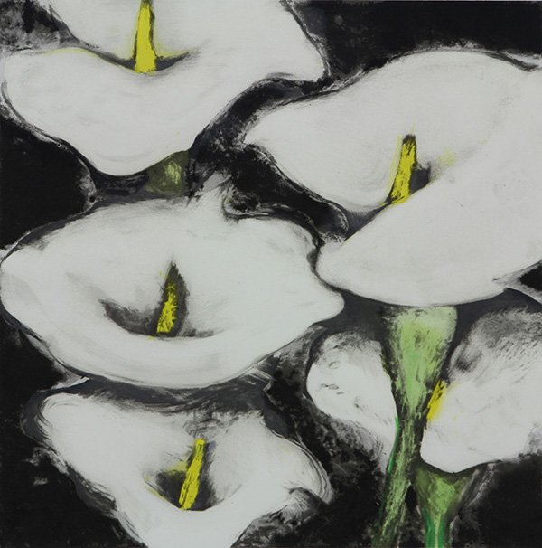 Print, Donald Sultan: Donald Sultan (American, b. 1951), "Lillies,'' 1992, from ''Fruits and Flowers'' portfolio, color silkscreen, initialled, titled, and dated in pencil along left margin, edition 2/125, published by Par