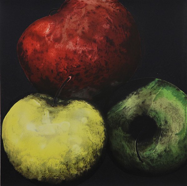 Print, Donald Sultan: Donald Sultan (American, b. 1951), "Apples," 1989, from ''Fruits and Flowers'' portfolio, color silkscreen, initialled, titled, and dated in pencil along left margin, edition 107/125, published by Par