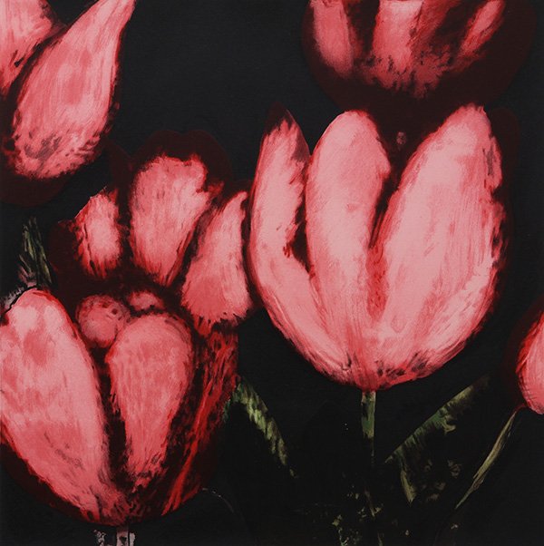 Print, Donald Sultan: Donald Sultan (American, b. 1951), "Tulips," 1990, from ''Fruits and Flowers'' portfolio, color silkscreen, initialled, titled, and dated in pencil along left margin, edition 107/125, published by Par