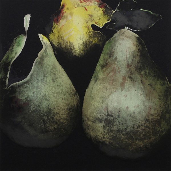 Print, Donald Sultan: Donald Sultan (American, b. 1951), "Pears,'' 1991, from ''Fruits and Flowers'' portfolio, color silkscreen, initialled, titled, and dated in pencil along left margin, edition 107/125, published by Par