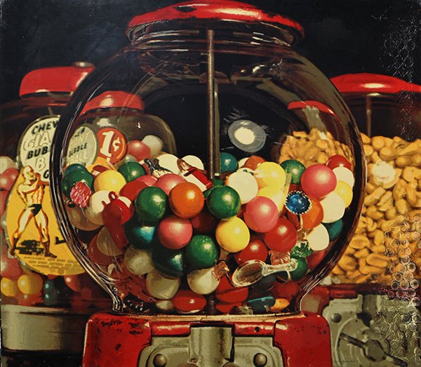 Print, Charles Bell, Gumballs: Charles Bell (American, 1935-1995), Gumballs, 1981, silkscreen on masonite, signed lower right and dated, edition 50/60, overall (unframed): Provenance: The David C. and Sarajean Ruttenberg Collection