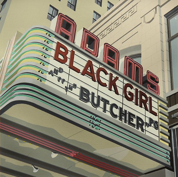 Prints, Robert Cottingham: (lot of 2) Robert Cottingham (American, b. 1935), Carl's (1977) / Adams Black Girl and the Butcher (1980), aquatint and silkscreen, each signed and dated lower right, blindstamps lower leftt, each sta