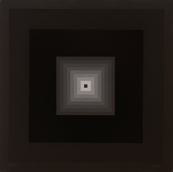 Prints, Horacio Garcia Rossi, Lumière: (lot of 4) Horacio Garcia Rossi (Argentine, 1929), "Lumière," 1974, portfolio consisting of 4 silkscreens, each pencil signed lower right, printed by editions media, overall (each): 27.5"h x 27.5"w.