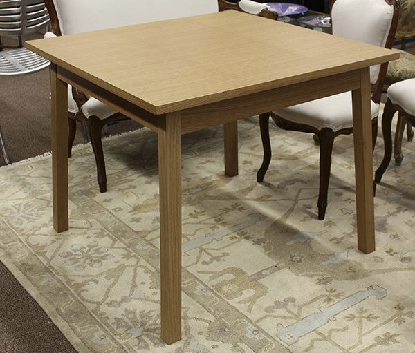 Dutch design AVL-Attelier van Lieschout: Dutch design AVL-Attelier van Lieschout, Shaker inspired square dining table for Moooi, 1999, executed in oak with oak veneer top, 29.75"h x 35.5"square