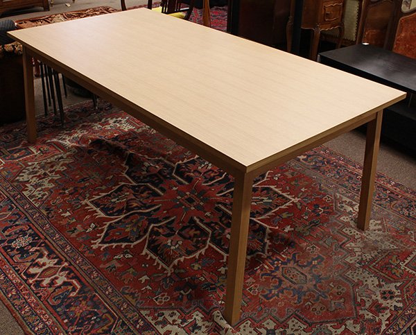 Dutch design AVL-Attelier van Lieschout: Dutch design AVL-Attelier van Lieschout, Shaker inspired rectangular top dining table for Moooi, 1999, executed in oak with oak veneer top, and rising on square legs 29.75"h x 79"w 39.5"d