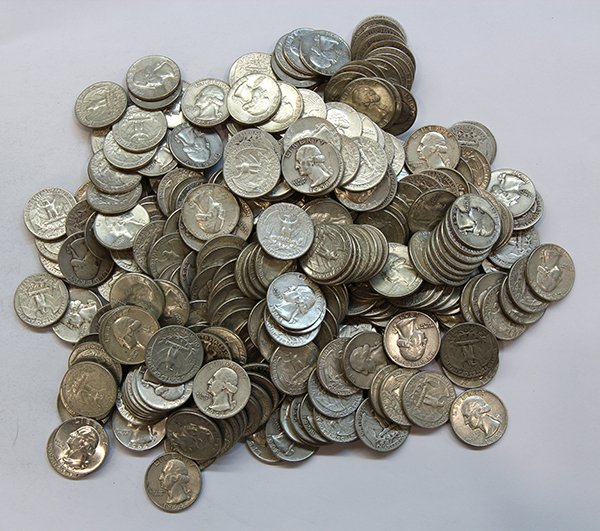 United States Washington quarters: (Lot of approximately 330) United States Washington quarters dating from 1964 and earlier