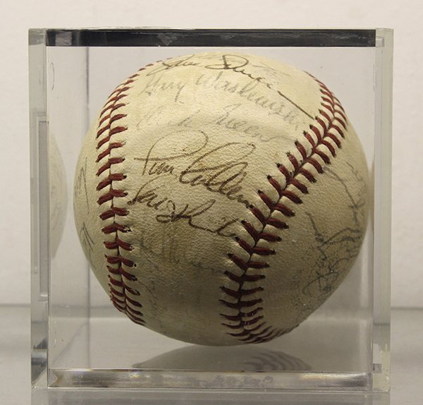 1972 Oakland A's autographed baseball: 1972 Oakland A's autographed baseball, including Bert Campaneris, Dal Maxvill, Jerry Adair, Dick Williams, etc. Provenance: The Jeff Sahadi collection