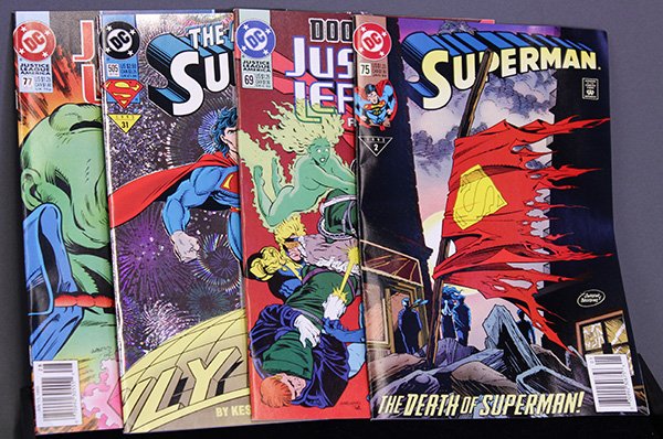 Extensive collection of mostly DC comic books: (lot of 425) Extensive collection of mostly DC comic books, including Superman, with the complete 1993 set including the Death of Superman; Justice League America, etc. Provenance: The Jeff Sahadi col
