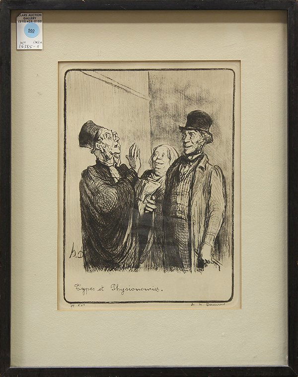 Print, Honoré Daumier: After Honoré Daumier (French, 1808-1879), ''Types et Physionomies,'' lithograph, bears pencil signature lower right, overall (with frame): 18.25''h x 14.75''w
