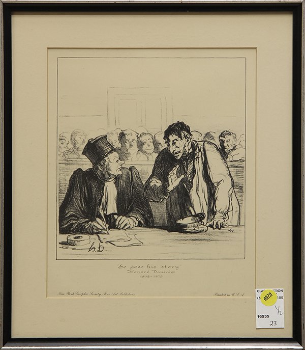 Prints, After Honoré Daumier: (lot of 2) After Honoré Daumier (French, 1808-1879), ''So Goes His Story,'' and "Types of Physianomies," lithographs, New York Graphic Society Fine Art Publishers and Sidney Z. Lucas publishers, over