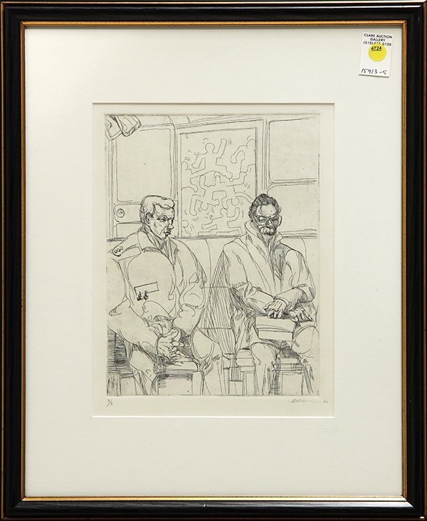 Print, Paul Gibson, New York Subway: Paul Gibson (American, 20th century), "New York Subway," 1990, etching, pencil signed lower right, edition 3/3, overall (with frame): 22"h x 18"w