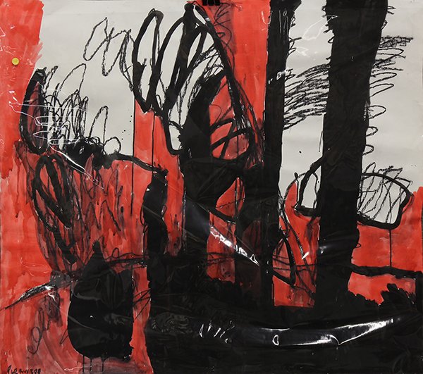 Works on paper, Phe Ruiz: (Lot of 3) Phe Ruiz (American, b.1965), Red / Brown / Black, 2000, acrylics, watercolors and crayons on paper, each signed and dated lower left, sheet (each unframed): 42''h x 47.75''w. Exhibited Fred