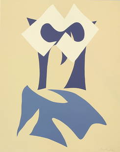 Prints, Richard Mortensen, Histoire Naturelle du Hibou: (lot of 7) Richard Mortensen (Danish, 1910-1993), "Histoire Naturelle du Hibou," 1962, complete portfolio of 7 color screenprints, tirage page pencil signed and numbered edition 90/100, published by E