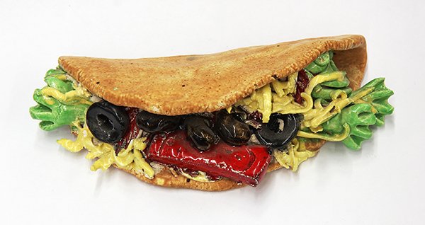 Sculpture by David James Gilhooly: David James Gilhooly (American, b. 1943), Untitled (Frog Taco), 1974, glazed ceramic sculpture, signed and dated bottom, overall: 2"h x 3.25"w x 7.25"d