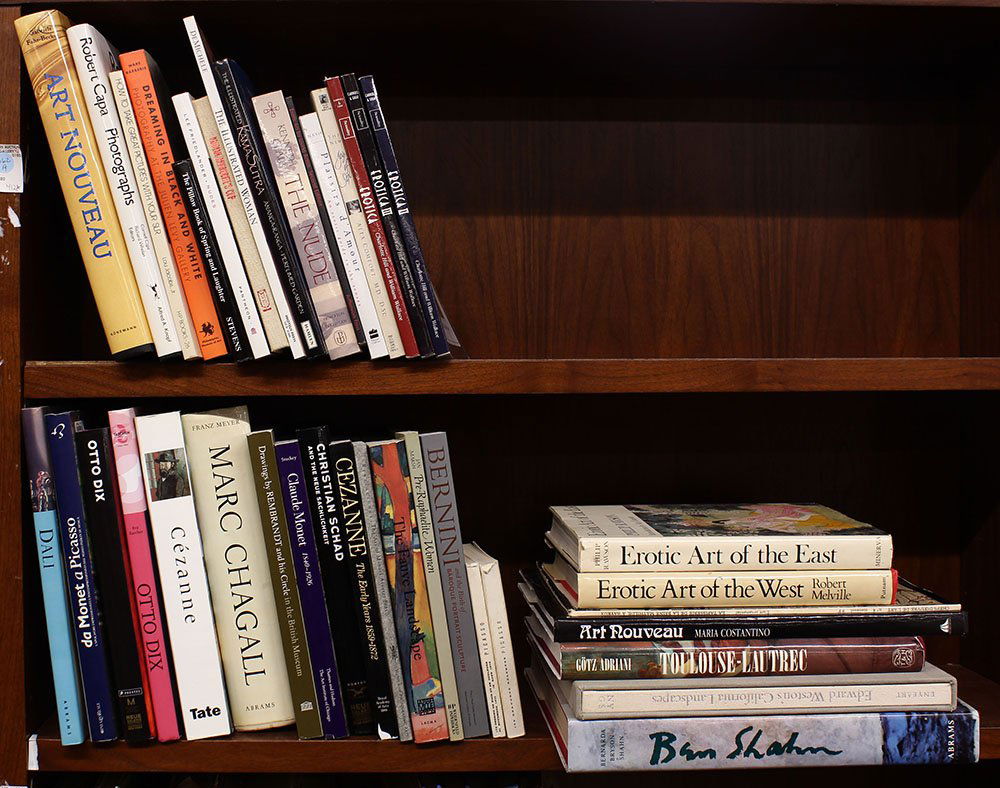 (lot of approximately 38) Two shelves of art books: (lot of approximately 38) Two shelves of art books including 'Dali'; 'Otto Dix'; 'Cezanne'; 'Marc Chagall'; 'Claude Monet'; 'The Fauve Landscape', etc.
