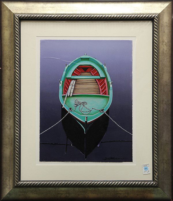 Print by Igor Medvedev: Igor Medvedev (American, b. 1931), "Green Jade," 1998, serigraph, signed lower right, edition 10/25, overall (with frame): 35.25"h x 30.5"w