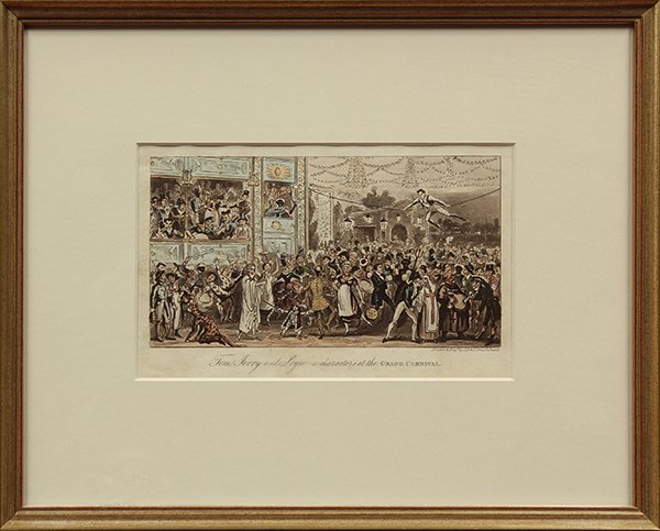 Print, George Cruikshank: George Cruikshank (British, 1792-1878), "Grand Carnival" hand colored engraving, publication line within lower margin, overall (with frame): 11.5"h x 13.75"w