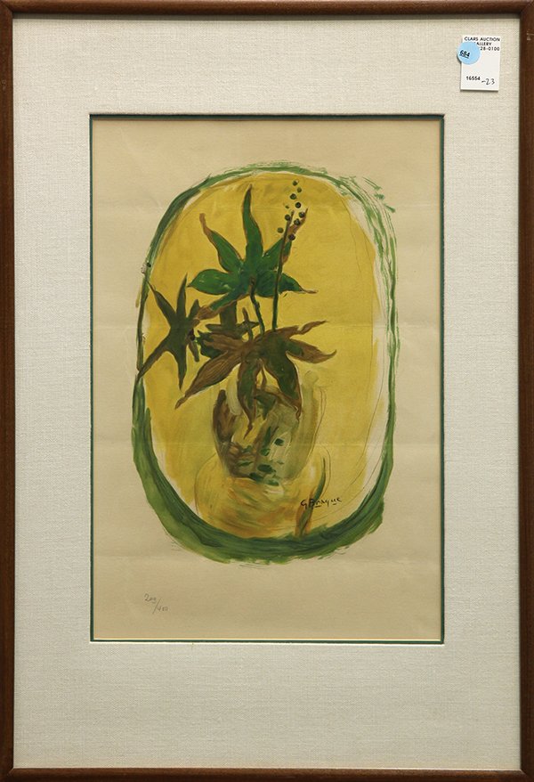 Print, After Georges Braque: After Georges Braque (French, 1882-1963), Yellow and Green Still Life, plate signed lower right, edition 209/400, overall (framed): 26"h x 17.75"w
