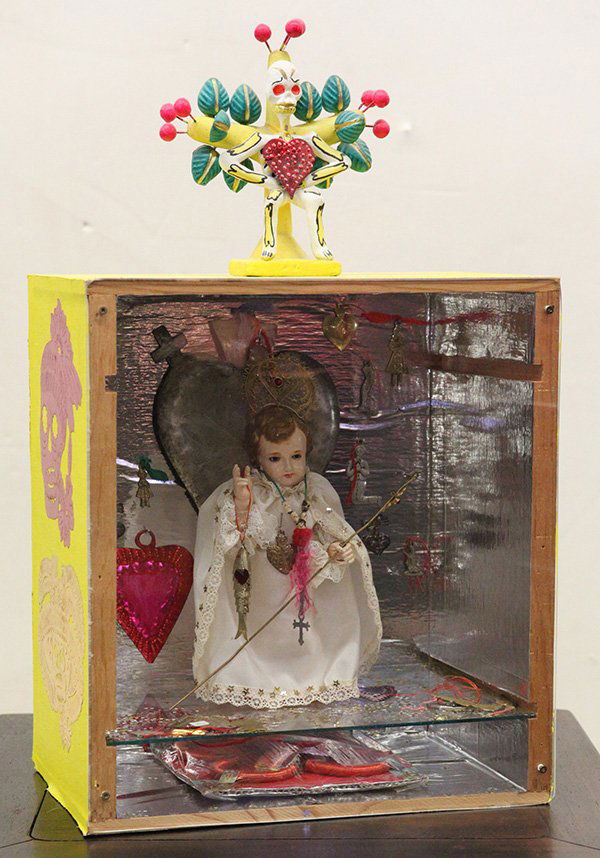 Sculptures, Jose Ramon Lerma, Dia de los Muertos and: (lot of 2) Jose Ramon Lerma (American, b. 1930), Christ Child: Dia de los Muertos, mixed media sculpture, overall: 19"h x 11.5"w x 7.25"w and John the Baptist, mixed media sculpture with painted wood,