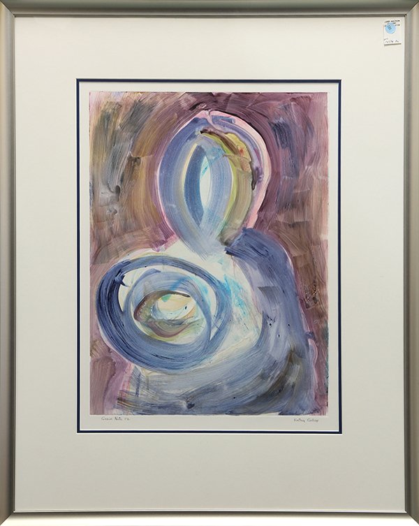 Monotype by Kathy Collop: Kathy Collop (American, 20th century), "Grace Note 12," monotype, signed in pencil lower right, titled in pencil lower left, overall (with frame): 38.5"h x 31"w