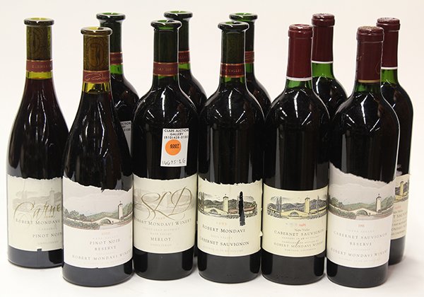 California wine group: (lot of 11) California wine group, consisting of a 1985, (2) 1988, a 1991, and (2) 1995 Robert Mondavi Winery, Cabernet Sauvignon, Napa, USA; a 1998 Robert Mondavi Winery Reserve Cabernet Sauvignon, N