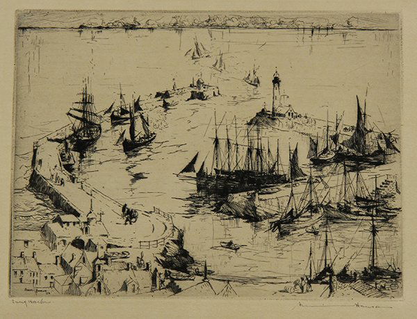 Print, Armin Carl Hansen, Snug Harbor: Armin Carl Hansen (American, 1886-1957), "Snug Harbor," 1928, etching, pencil signed lower right, titled lower left, titled and dated within plate lower left, image: 4"h x 8"w, sheet: 9.75"h x 12.25"w