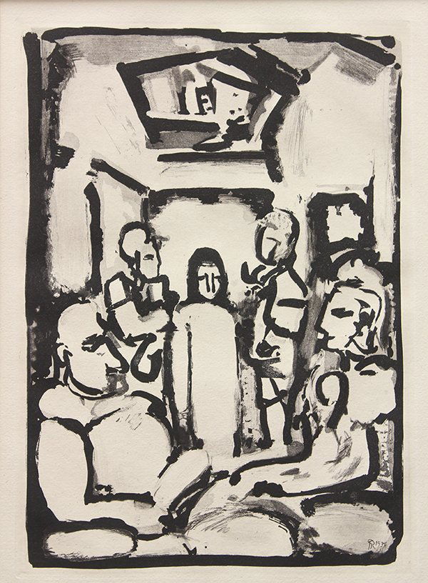 Print, Georges Rouault: Georges Rouault (French, 1871-1958), Le Christ et Mammon from ''Passion,'' 1939, acquatint, plate signed and dated lower right, sheet: 17.5''h x 13.5''w, overall (with mat): 22''h x 16''w. Reference:
