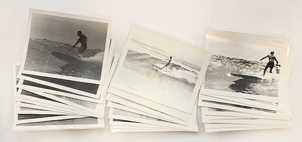 Surfing photographs by LeRoy Grannis: (lot of 28) LeRoy Grannis (Californian, 1917-2011), ''Surfing - Secos (California),'' 1960, eleven (11) stamped ''Jul 11, 1960'' and seventeen (17) satmped "Jul 25, 1960" verso, print (each): 4''h x 5