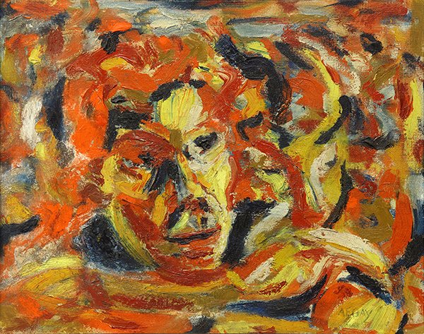 Painting, August Gay, Self-Portrait: August Gay (American, 1890-1948), Self-Portrait, oil on canvas, signed lower right, canvas: 16"h x 20"w, overall (with frame): 21"h x 25"w. Provenance: Acquired at Clars in 2004 by present owner, the 
