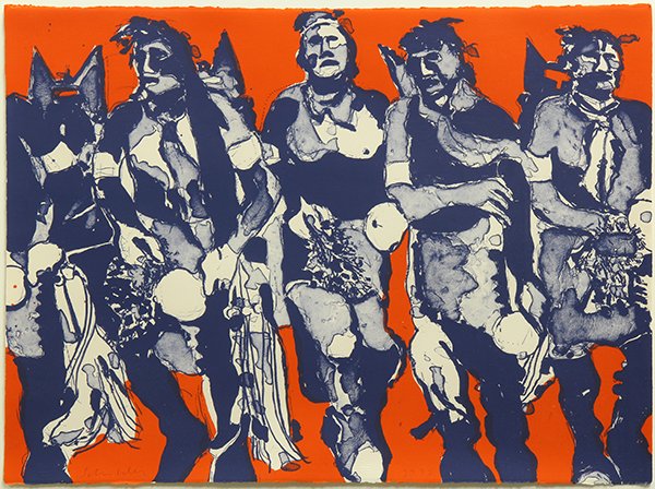 Print, Fritz Scholder, Native Americans: Fritz Scholder (Native American, 1937-2005), Native American Tribal Dance, serigraph, edition 27/75, pencil signed lower left, sheet: 22"h x 30"w, overall (with frame): 31"h x 36"w