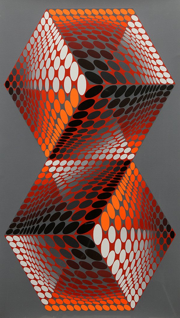 Prints, Victor Vasarely: (lot of 2) Victor Vasarely (French/Hungarian, 1906-1997), Double Spheres and Double Squares from "Meta," 1976, color screenprints, each signed in pencil lower right, edition 134/225, published by Deni