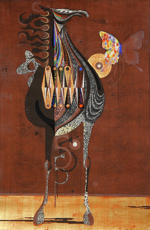 Japanese Modern Prints, Nakayama Tadashi: (lot of 2) Nakayama Tadashi (Japanese, b. 1927), 'Horse in Armor' and untitled horse, mixed media prints, lower margin with the signature, dated 1972, numbered 28/75 and dated 1974, numbered 47/75 res