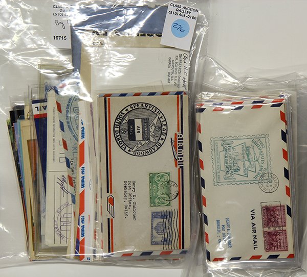 Stamped covers and postcards: One bag containing more than 150 assorted stamped covers and postcards including items related to helicopter flights, 1940's 0-1960's; 1950's to 1960's Rocket Mail items; together with a mixed group o