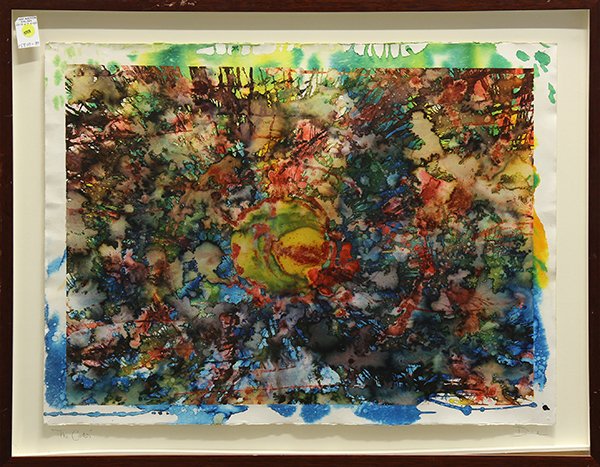 Work on paper, Manner of Sam Francis: Manner of Sam Francis (American, 1923-1994), ''The Center,'' watercolor, signed ''Duane'' lower right, overall (with frame): 27.5''h x 35''w