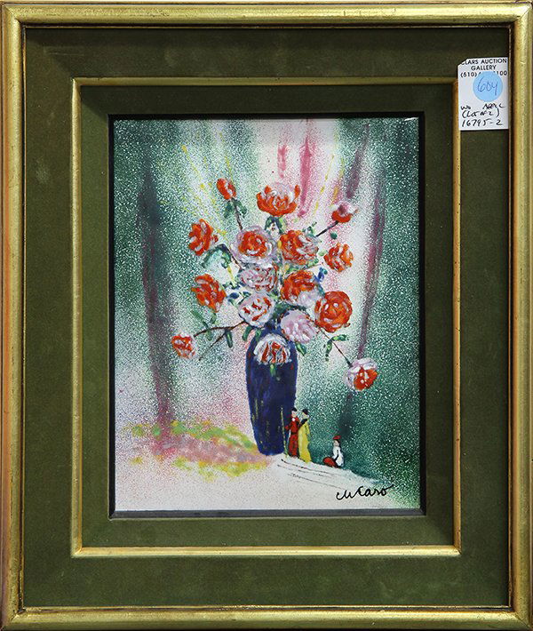 Paintings by Pascal Cucaro: (lot of 2) Pascal Cucaro (Californian, 1915-2004), Still Lifes, enamels on panel, each signed, overalls (each with frame): 16"h x 13"w