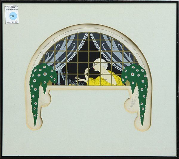 Print, Erte: Erte (Romain de Tirtoff) (French/Russian, 1892-1990), Lady Applying Makeup, serigraph, pencil signed lower right, edition 85/300, overall (with frame): 15"h x 17"w